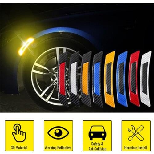 2PCS Automotive Reflective Warning Tape Automotive Bumper Door Edge Guard Reflective Stripes Safe Reflective Stickers