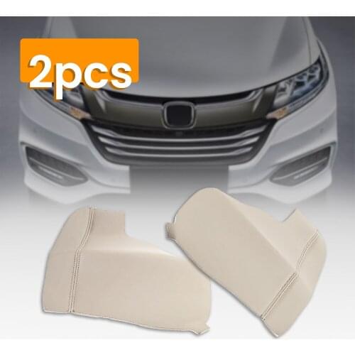 2Pcs Door Armrest Replacement Cover For Honda Odyssey 11-17 Light Gray PU Leather
