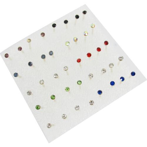 20 Pairs Colorful Faux Rhinestone Decor Plastic Ear Studs Earrings