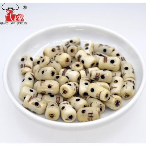 20PCS Handmade Carved Tibet Yak Bone Beads, Skull Antique Beads for Halloween Jewelry Making, White,6x12mm,7x12mm Hole: 2mm