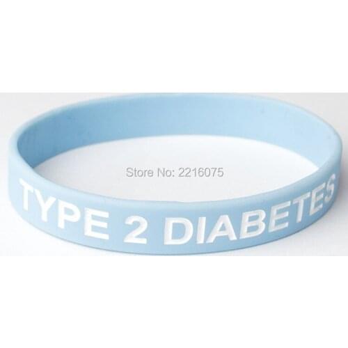 300pcs Blue Medical Alert Type 2 Diabetes wristband silicone bracelets free shipping by DHL express