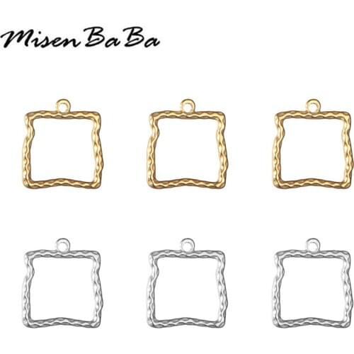 5PCS/lots Stainless Steel Hollow Geometric Square Frame Charms Pendant For Jewelry DIY Makings Handmade Accessories
