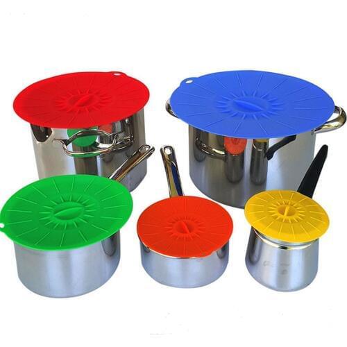 5Pcs Silicone Food Lids Sets Colorful Vaccum Microwave Bowl Cup Pot Cover Anti-dust Super Suction Lid Frshing Keeping 3