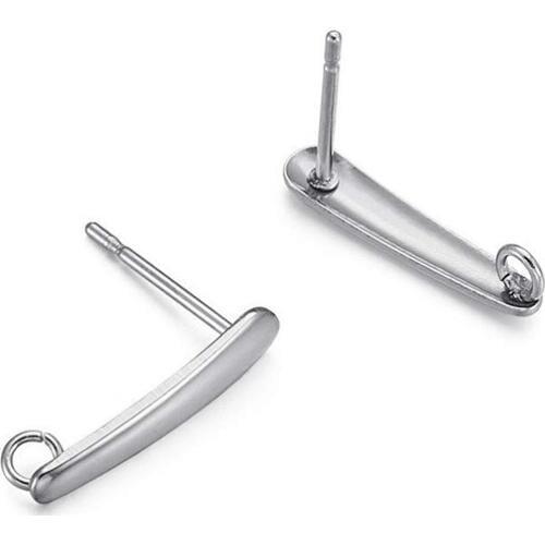 50pcs Stainless Steel Rectangle Pad Pierced Post Stud Earrings with 2mm Holes for Dangle Earring Jewelry Making Accessories F50