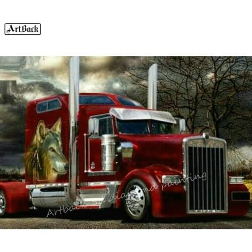5D Diamond Painting Truck Picture Full Square Car Rhinestone Mosaic Cross-stitch Truck Wolf Stick Drill Embroidery