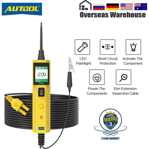 AUTOOL BT260 12V Electrical System Diagnostic Tool Automotive Circuit Tester with LED Flashlight