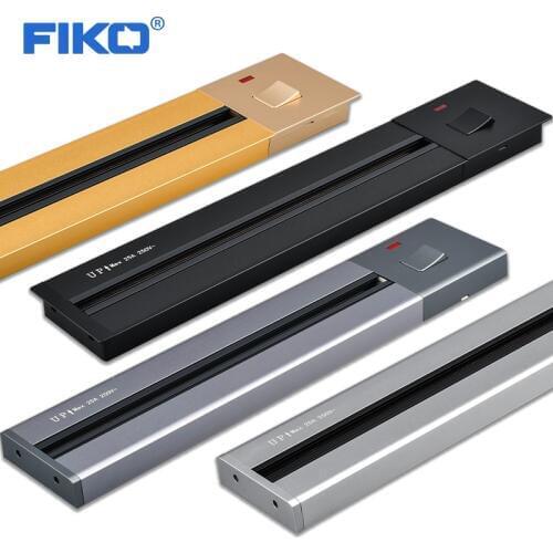 FIKO Electrical Silver Power Track Wireless Embeded Wall Mounted 1200mm Track Adapters CN UK Universal Outlet Socket Gold BlacK