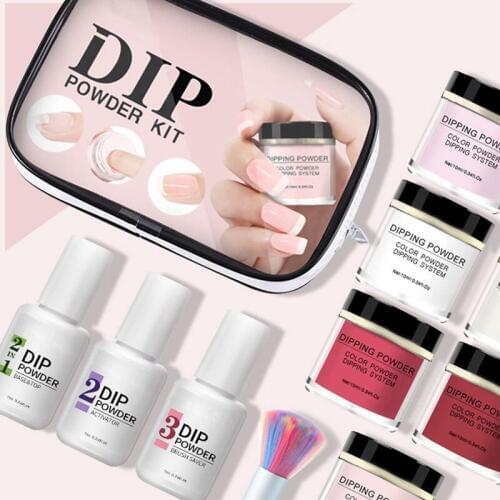 2020 Fashion Manicure Powder Suit Glitter Dip Powder Nails Manicure Gel Nail Polish Chrome Pigment Rubber Seal Layer Desiccant