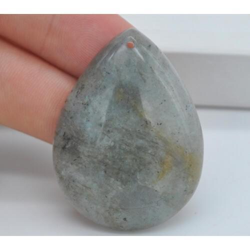 Natural 40x30MM Labradorite Stone Bead Teardrop CAB Cabochon Hole Jewelry GEM Pendant 1PCS H152