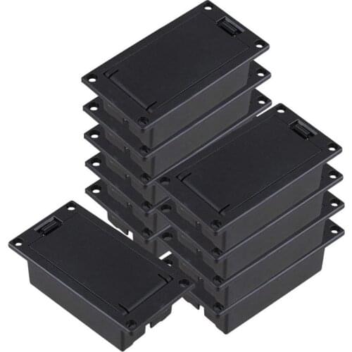 Guitar Bass 9V Battery Holder Compartment Cover Case Black Set of 10