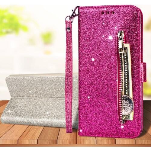 For Xiaomi Poco X2/Pocophone X2/Redmi K30 5G 6.67inch Luxury Glitter Zipper Wallet Flip Phone Leather Case Card Slot Stand Cover