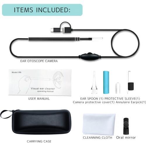 Ear Cleaning Endoscope 3 in 1 Borescope 720P Inspection Earwax Remover Cleaner Otoscope Visual Earpick for OTG/Type-C/PC