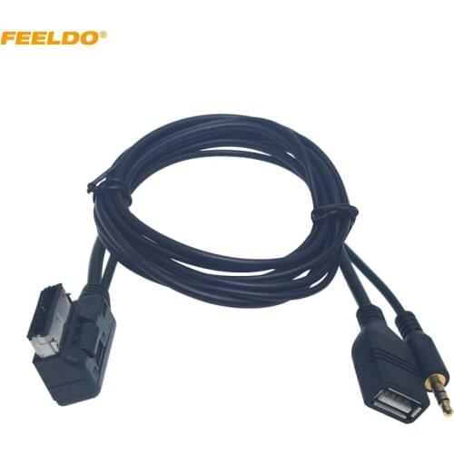 FEELDO 1PC Car Audio Music 3.5mm AUX Cable AMI/MDI/MMI Interface USB+Charger For Audi Volkswagen Wire Adapter #CT6209