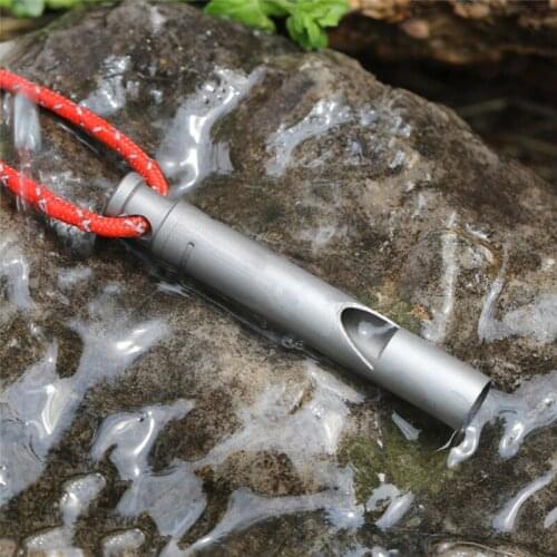 Outdoor EDC Loud Titanium Whistle with Cord Emergency Hiking Camping Whistle Outdoor Survival Tools Camping Hiking Exploring