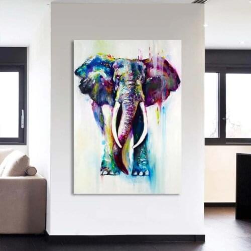 HD Printed 1 Piece African Elephant Canvas Prints Watercolor Elephant Picture Print For Home Decor Posters and Prints
