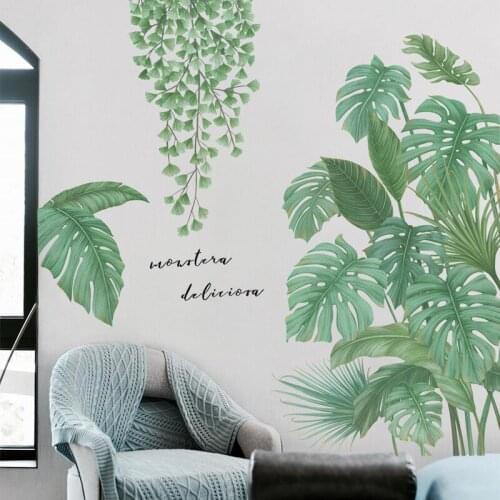 Creative Green Plants Wall Sticker Bedroom Living Room Background Home Decoration Wallpaper for Wall Decals Combination Stickers