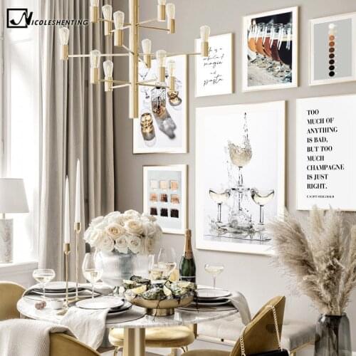 Kitchen Pasta Quote Poster Wine Cup Food Drink Painting Canvas Print Nordic Wall Art Picture Dining Room Restaurant Decoration
