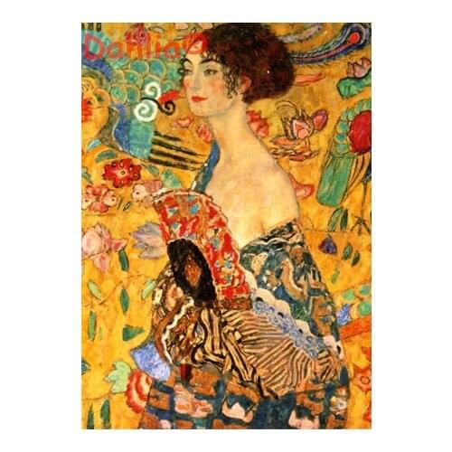 Lady with a Fan Needlework Embroidery DIY Cross Stitch Kits Crafts 14CT Counted Unprinted Home Decor Oil painting Handmade