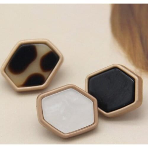 30mm Hexagonal Leopard Pattern Metal Buttons For Clothes Fashion Women Dress Coat DIY Decorative Handmade Accessories Wholesale