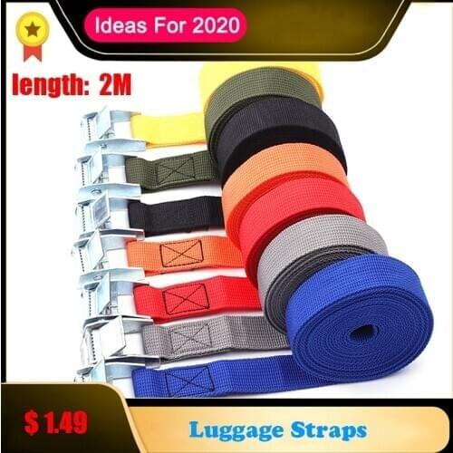 2M Metal Ratchet Straps Luggage Buckle Cargo Straps Tie-Down Belt for motorcycle Belt Rope Straps Strong Auto Accessories