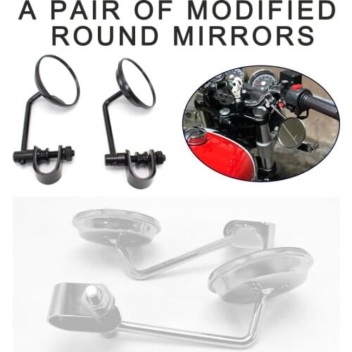 Motorcycle Handlebar Rear View Mirrors Round Convex Clip-On Retro 22 25mm Mirrors For Harley for Honda for kawasaki Cafe Racer