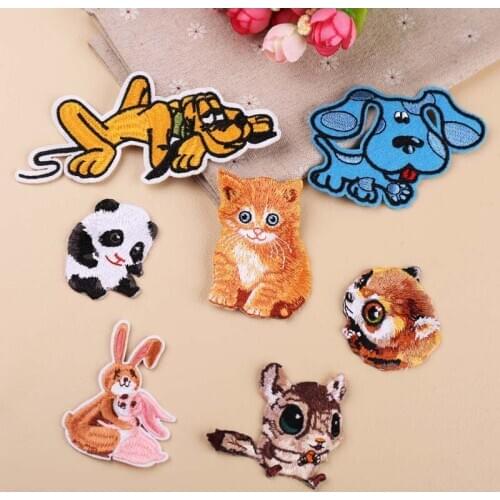 Cartoon Big-eyed squirrel cartoon dog Pattern Embroidered Applique Patches For DIY Iron on Patch Stickers on The Clothes