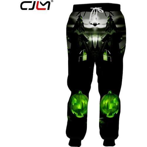 CJLM New Halloween Big Size Fashion Brand Mens Pants 3D Printed Pumpkin Castle Sweatpants Suppliers Man Clothing
