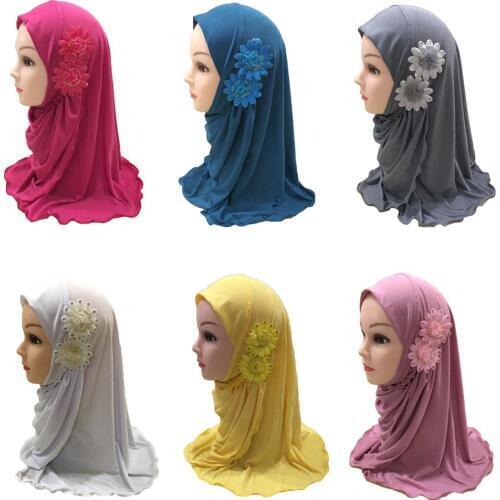 New Muslim Kids Girls Hijab Islamic Arab School Headwear Underscarf Scarf Wrap Headscarf Full Cover Prayer Hat Accessories 2-7Y