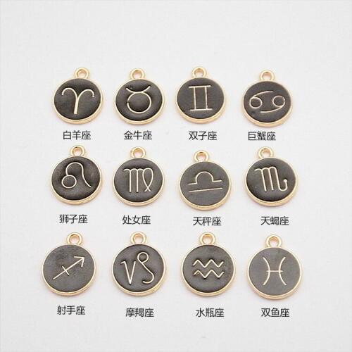 Wholesale 120pcs Zodiac Pendant Charm constellation Jewelry Finding 15*12*1mm Fit Bracelets Necklace DIY Metal Jewelry Making