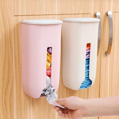 Plastic Garbag Bag Holder Creative Kitchen Accessories Wall Mounted Trash Bag Bathroom Storage Box Cotton Pad Container Home