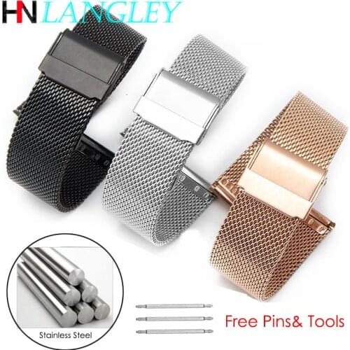 Watch Band Replacement Accessories Stainless Steel Strap for DW Watchbands 12/13/14/16/18/19/20/22/24mm Size Mileanese Loop