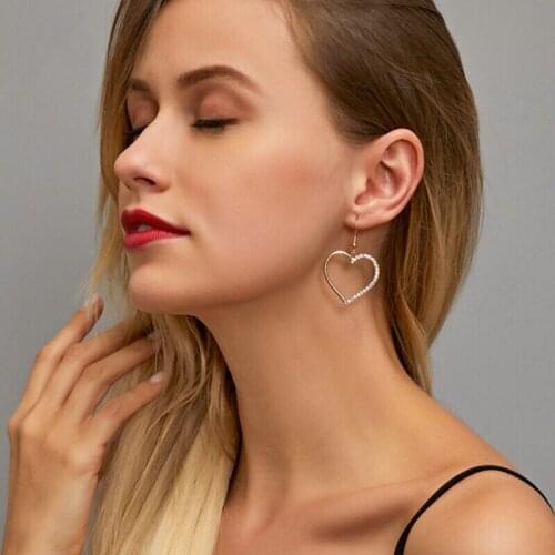 Classic Retro Hollow Heart Zircon Earrings For Women Creativity Simplicity Gold Color Butterfly Key Drop Earring Trend Jewelry