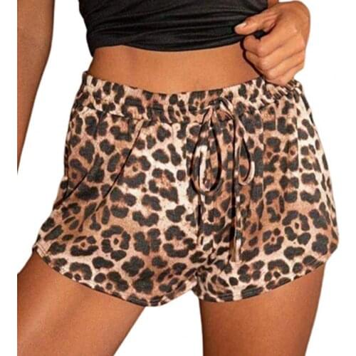 Women Shorts Leopard Print Breathable Summer Drawstring Loose Short Pants for Beach Summer Ladies Sexy Casual Sports Shorts