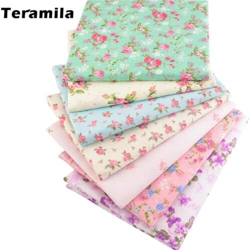 Green Flower Cotton Fabric Home Textile Decoration Bedding Sets Clothing Patchwork Teramila Quilting Doll for Sewing Cloth Cover