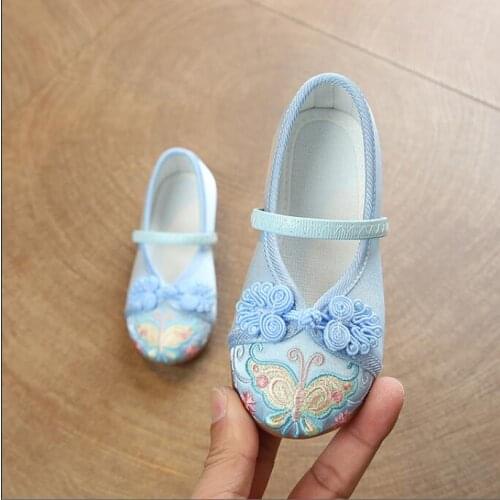 Hot Children Plus cashmere embroidered shoes Chinese style girl Thicken cloth shoes winter gir Thick warm canvas casual shoes