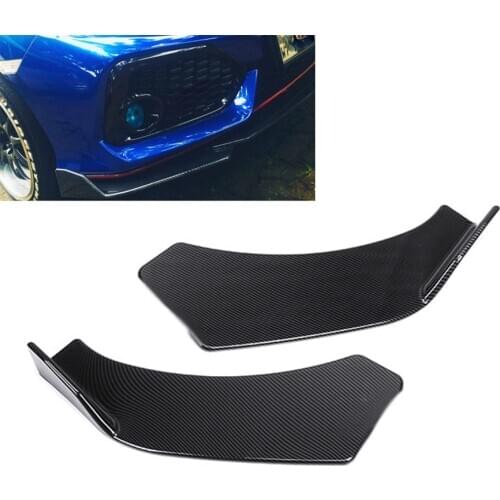 2pcs Universal Car Front Bumper Splitter Lip Body Protector Diffuser Kit Carbon Fiber Look
