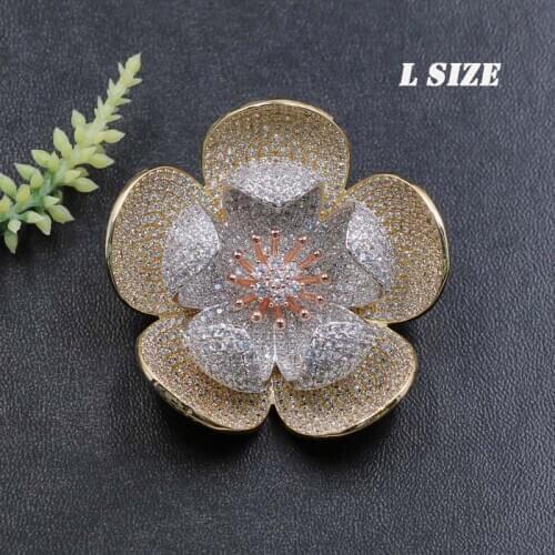 Vanifin Fashion Jewelry Big Elegant LuxuryFlower Brooch Pendant Dual Use for Engagement Wedding Micro Paved Zircon Popular Gift