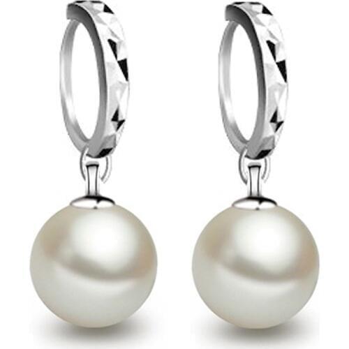 New High Stardard Pure 925 Sterling Silver With Freshwater Pearl Woman Lady Lever Back Hoop Earrings Elegant Jewelry