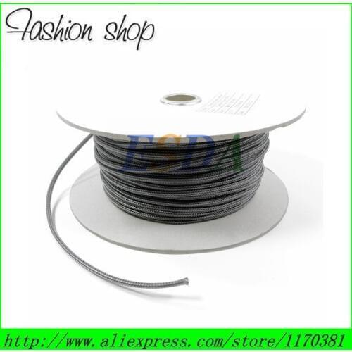 10M/ Lot 3mm Carbon Tight Braided Round PET Expandable Sleeving