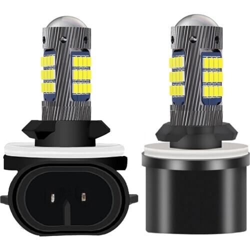 2PCS H27 881 880 Super Bright Led Car Front Fog Lamps H27W Anti Fog Bulbs Auto Driving Running Light Foglamps 6000K White 12V