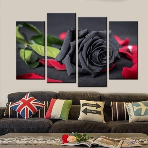 4pcs 5D Diamond Embroidery 3d DIY Diamond Painting Cross Stitch Full Rhinestone Needlework Mosaic triptych painting Black Rose