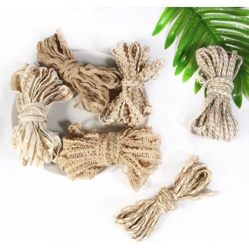 5M DIY Craft Vintage Natural Hessian Jute Twine Rope Wedding Party Burlap Ribbon Decor Home Spool Festival Scrapbooking