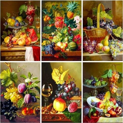 Fruit Grape 5D DIY Diamond Painting Home Decoration Retro Color Mosaic Sticker Diamond Embroidery Handmade Gift Wall Picture