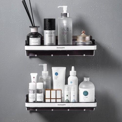 Punch-Free Storage Rack Multifunctional With Hook Bathroom Organizer Shelf Shampoo Shower Towel Holder Item Bathroom Accessories