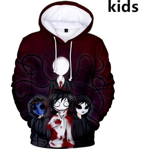 3 To 14 Years Kids Hoodies Creepypasta 3D Printed Hoodie Sweatshirt Boys Girls Kawaii funny Jacket Coat Teen Clothes