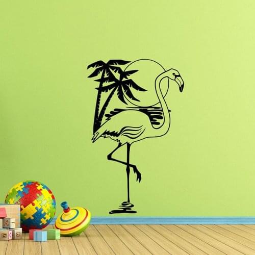 Flamingo Wall Decal Bird Sea Ocean Palm Tree Decals Kids Poster Bedroom Vinyl Stickers Playroom Decor Children Nursery P526