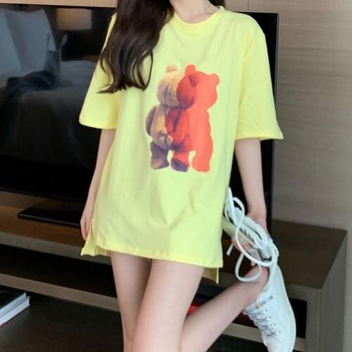 Kawaii Japanese Anime Cartoon Lovely Bear Print Loose Short-sleeved T-shirt Summer Womens Harajuku Kawaii O-neck Fashion Shirt