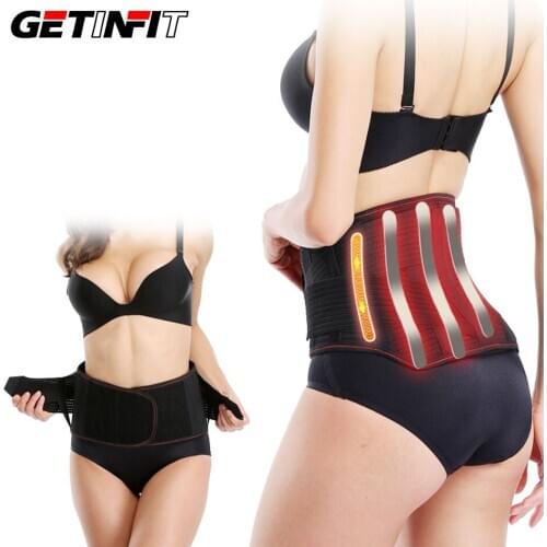 Getinfit 3PC Pad Slimming Fitness Belt Magnetic Tourmaline Bone Self-heating Waist Lumbar Support Belt Posture Corrector Belt