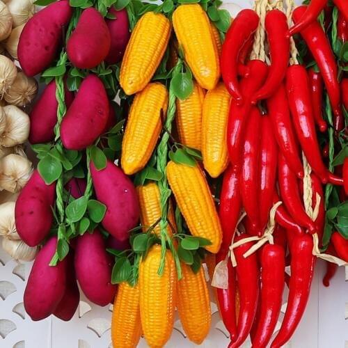 DIY Fake Fruit Simulation Corn Chili Strings Vegetable Foam Model Farmhouse Hotel Decoration Photography Prop Wall Decor Pendant
