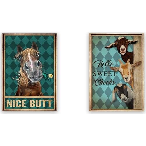 Modern Abstract Funny Animals Horse Goat Canvas Painting Wall Art Cartoon Picture Posters Print for Bathroom Toilet Decoration
